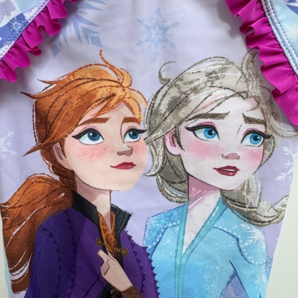 NWOT Disney 2T Frozen 2 Purple and Blue Short Sleeve Rashguard Bathing suit Top - Picture 2 of 5